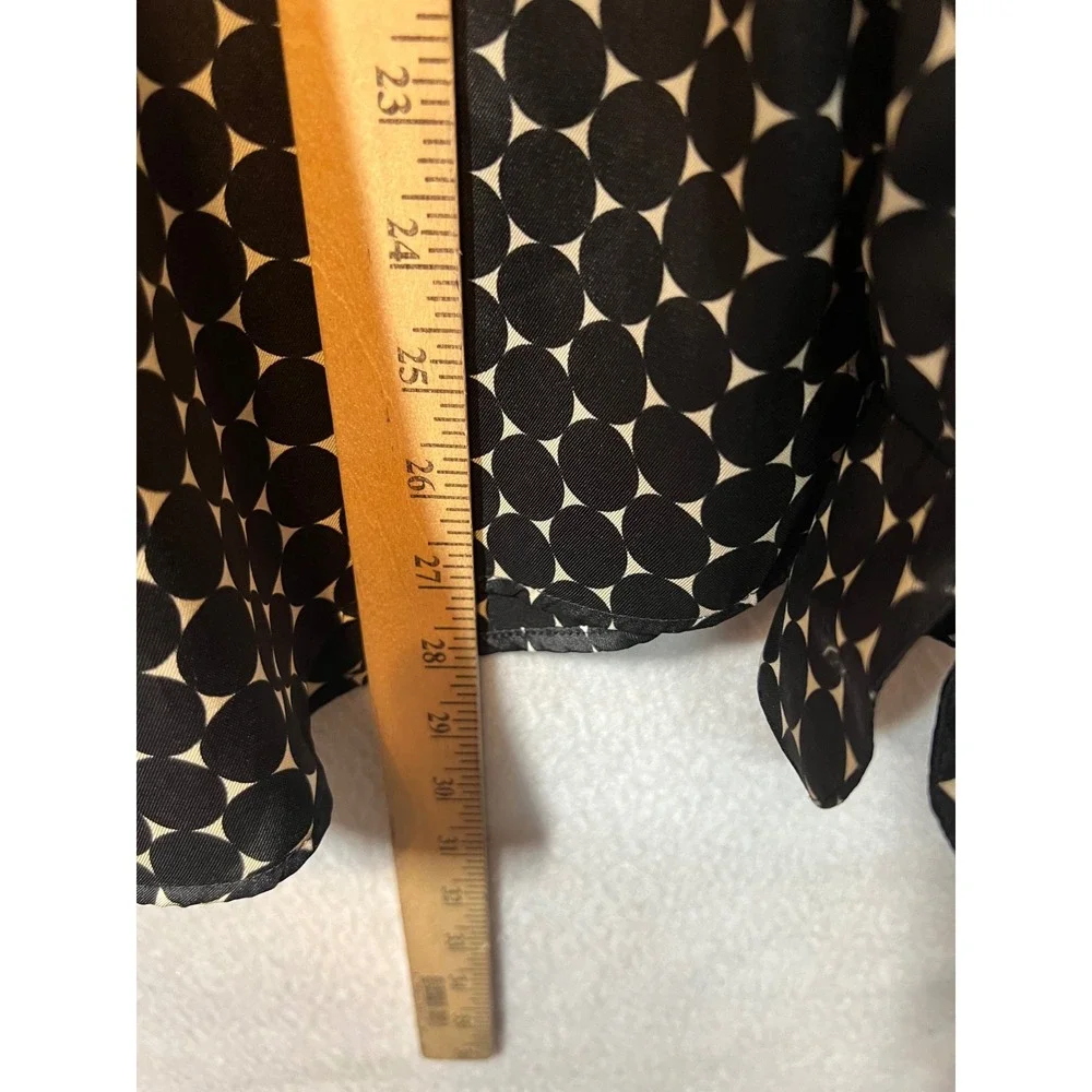 Zara Women's Small Button Down Shirt Black White Circle Print Long Sleeve - Picture 7 of 10